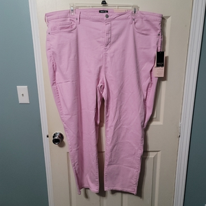 NYDJ Curves 360 Pink Lady Slim Straight Ankle Side Slits Denim Jeans $109 NWT 26